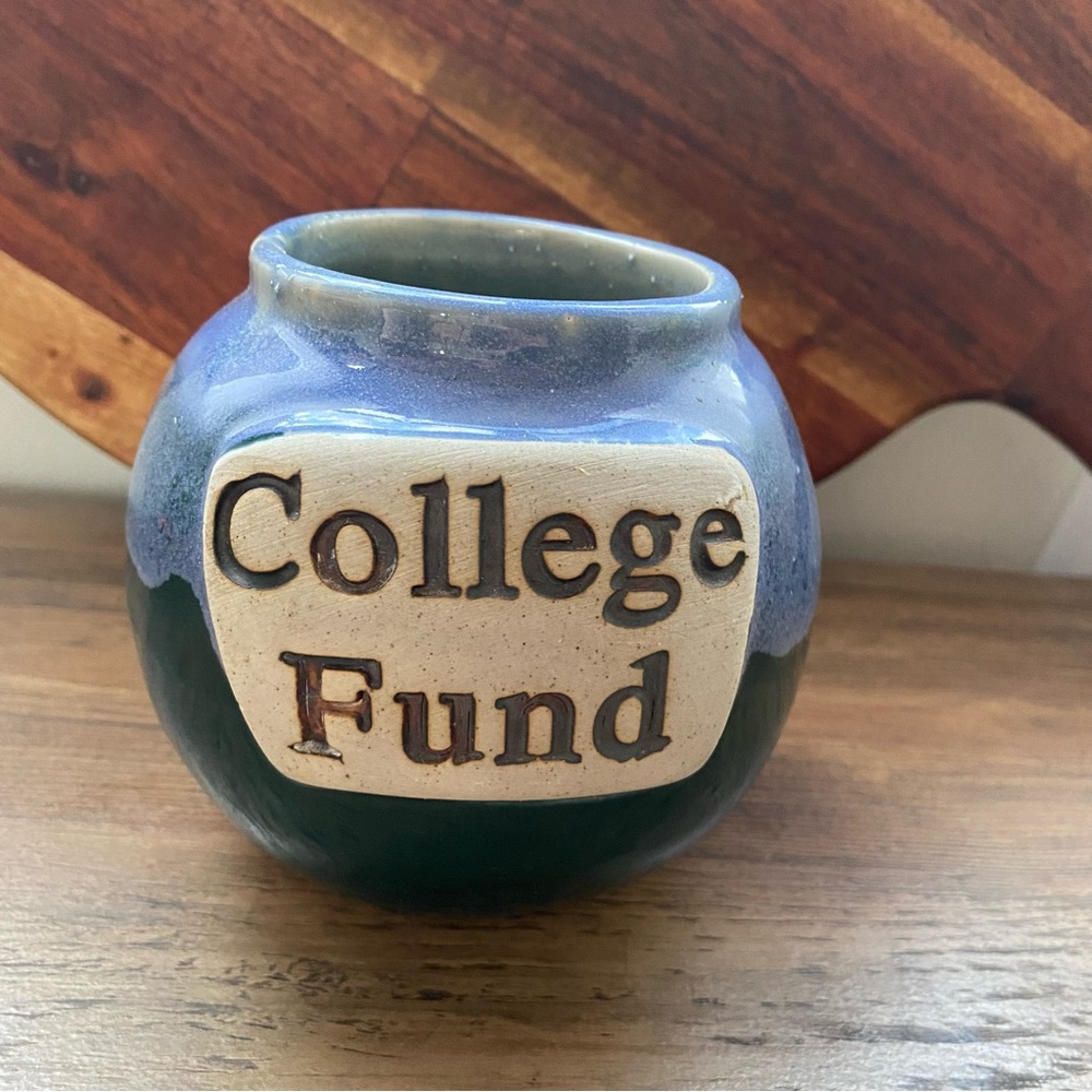 Vintage Novelty “College Fund” Pottery Jar / flower vase